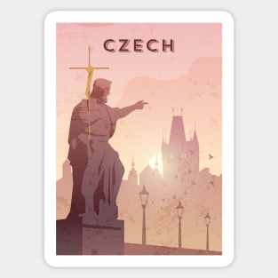 Czech. Retro travel poster Sticker